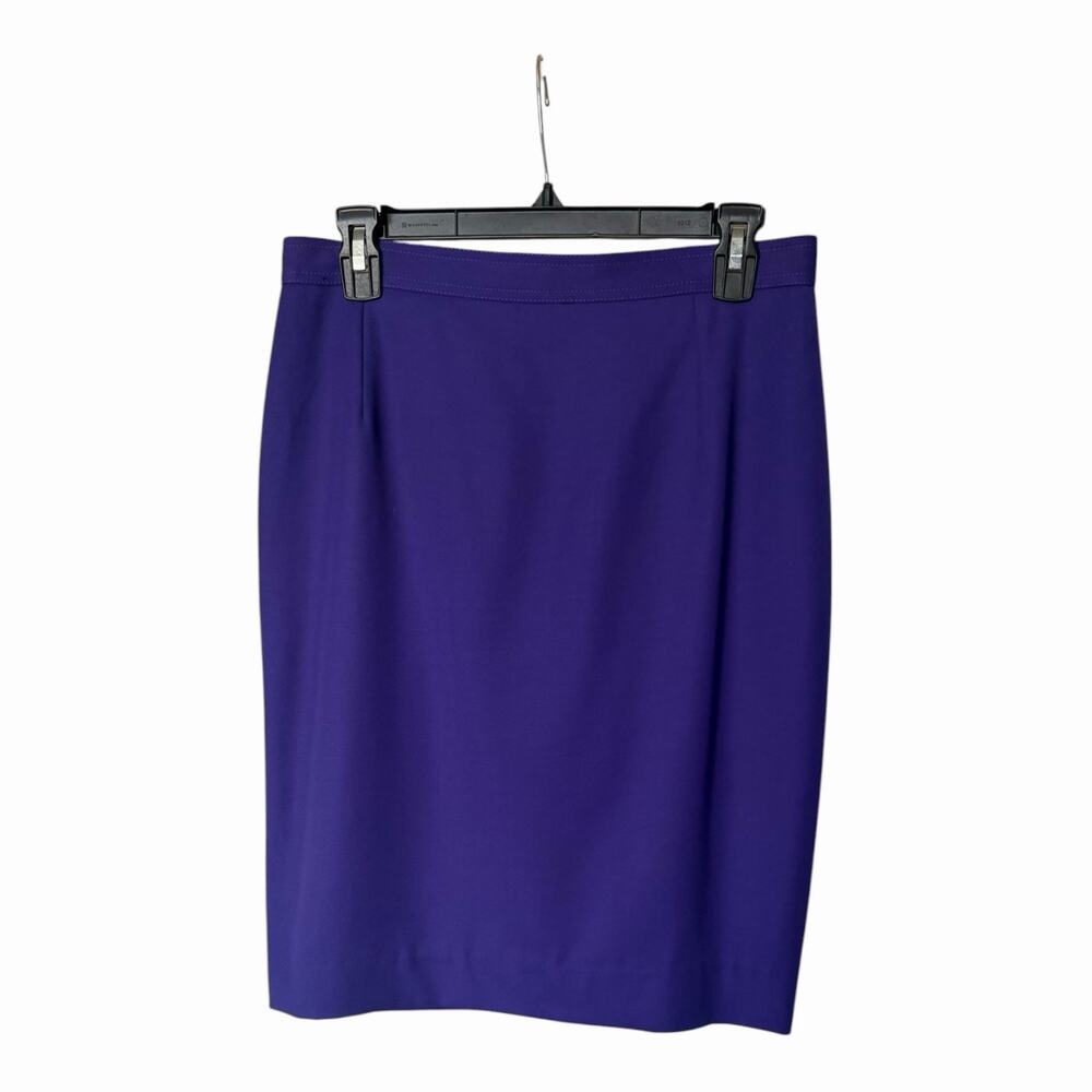 Valentino Miss V Italy Purple Lana Wool Pencil Skirt Women’s Size 46 Damage